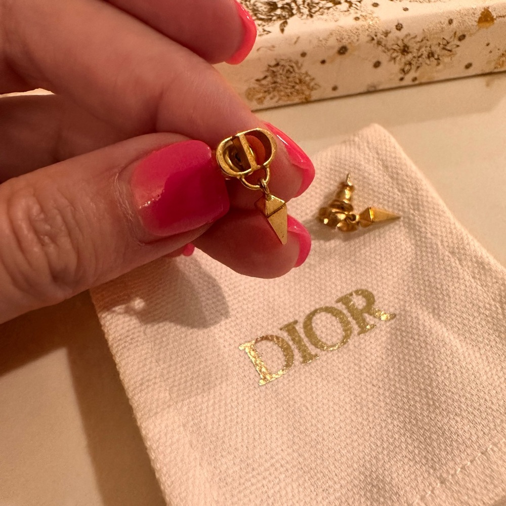 Christian dior triangle dangle stud earrings
